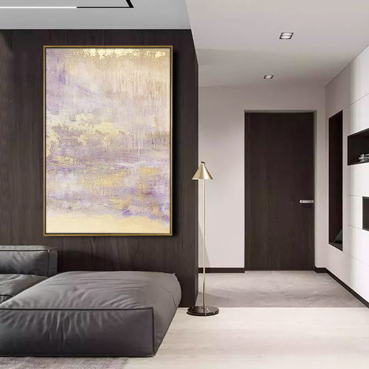 Bliss neutral abstract painting with soft beige and lavender tones