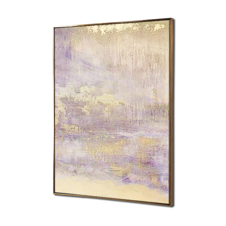Bliss neutral abstract painting with soft beige and lavender tones