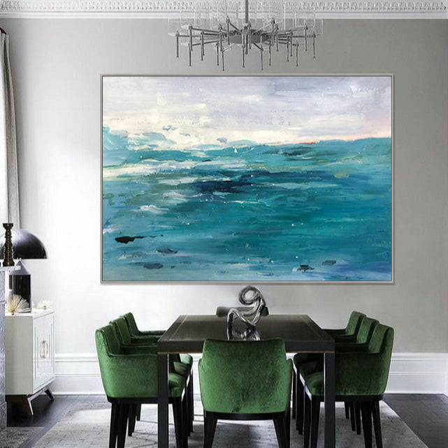 Surf abstract ocean canvas painting – modern coastal wall decor