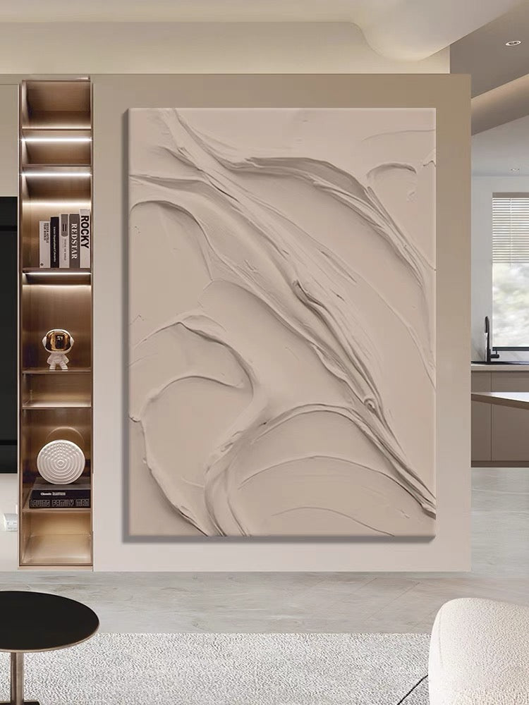 Heavy Beige Color Textured Painting