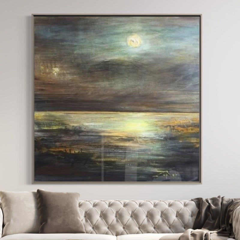 Ending – Coastal Wall Art with Abstract Ocean and Moonlight
