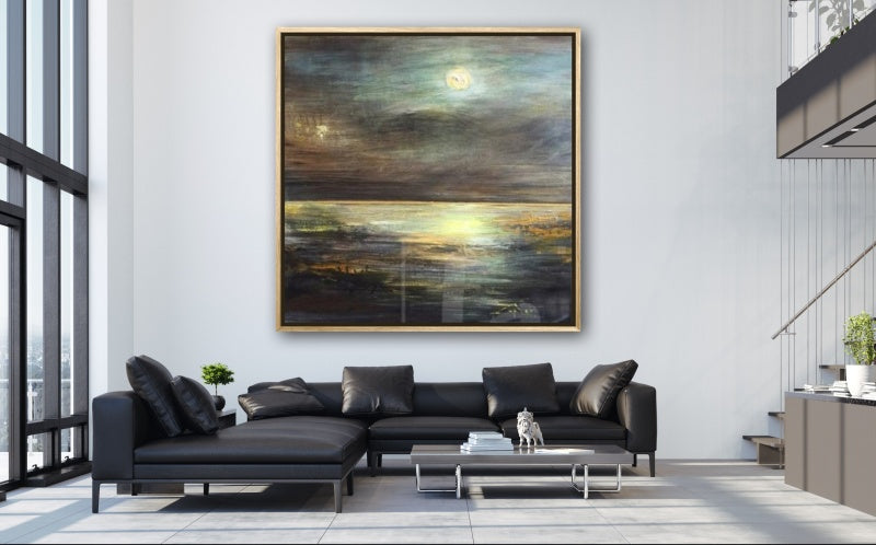 Ending – Coastal Wall Art with Abstract Ocean and Moonlight