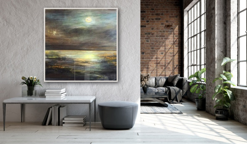 Ending – Coastal Wall Art with Abstract Ocean and Moonlight