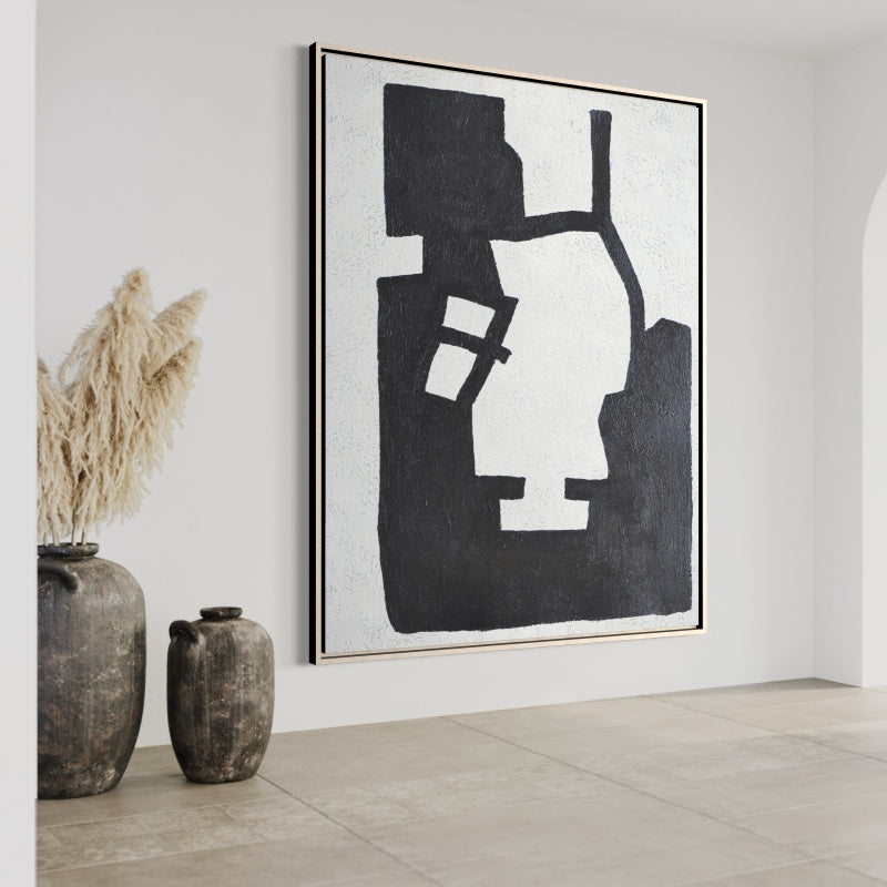 black and white abstract art modern painting The Moment