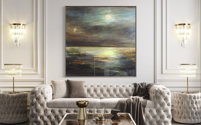 Ending – Coastal Wall Art with Abstract Ocean and Moonlight
