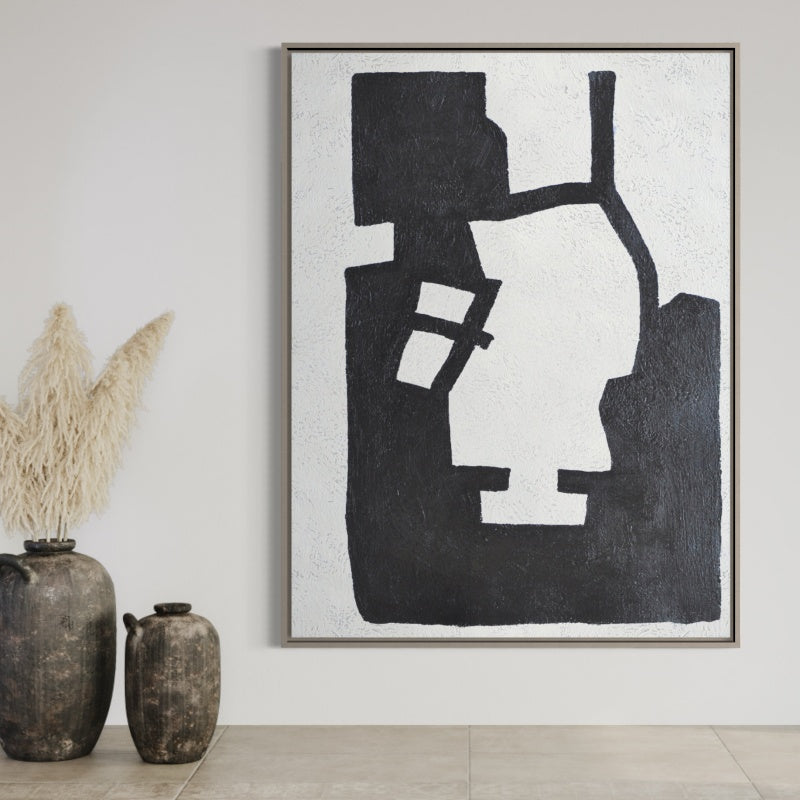 black and white abstract art modern painting The Moment