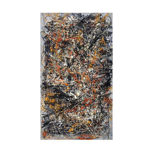 Contemporary abstract canvas art with dynamic black, white, and orange streaks – Chaos in Harmony