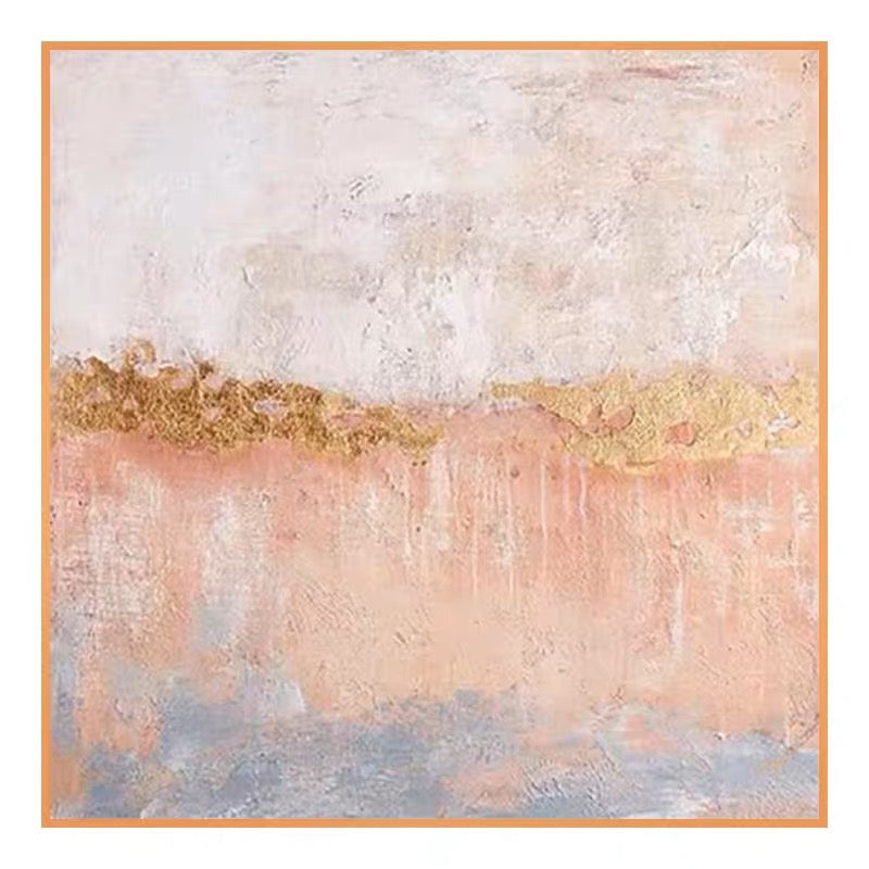 Gold abstract wall art with soft pink, blue, and gold accents – Lucky Day