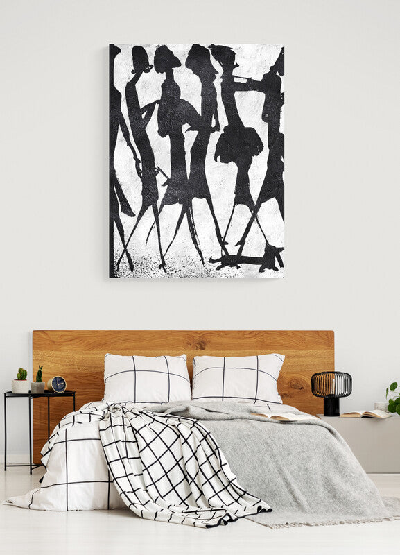 The Elites black and white abstract wall art with elegant silhouettes