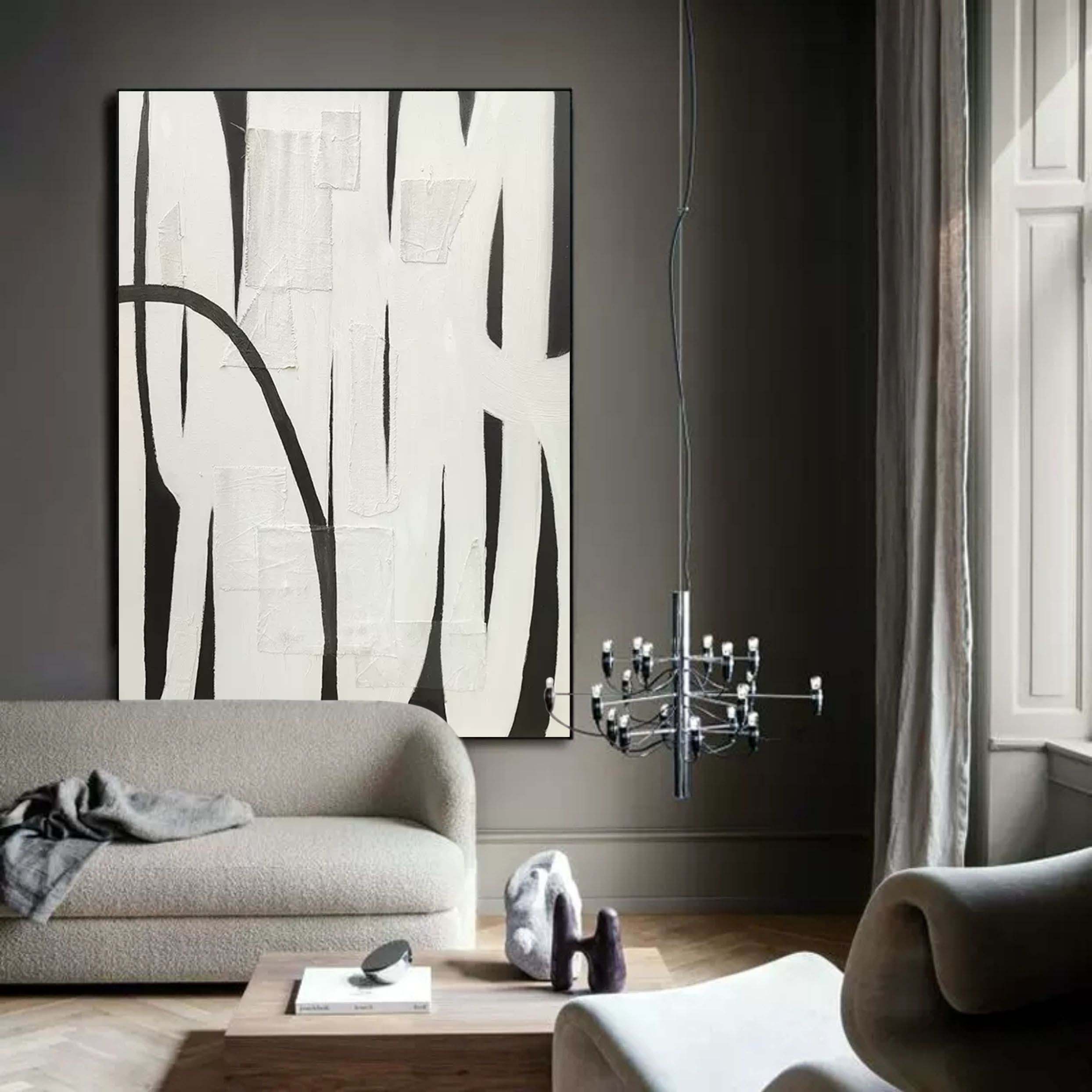 Monochrome Elegance – black and white wall art abstract with bold strokes