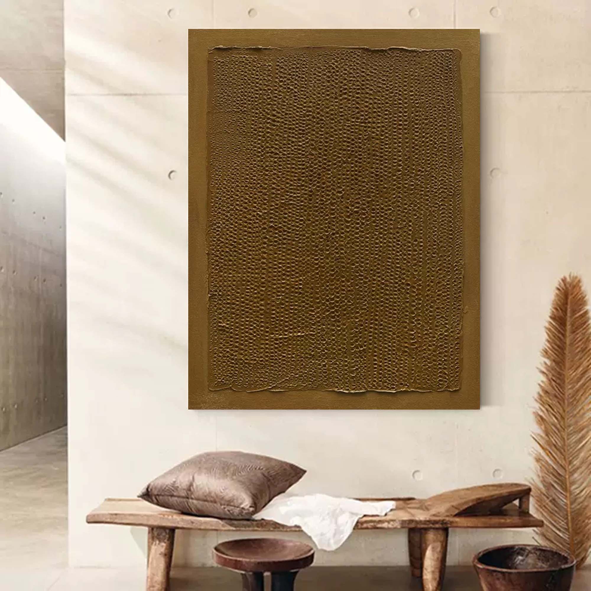 Amber Waves textured oil painting – Modern Office Wall Decor in warm amber tones