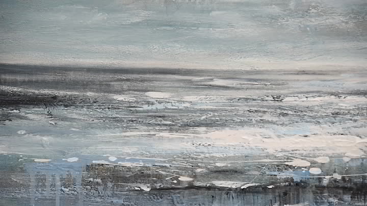 Storm's Grace large wall art for living room – abstract stormy sea oil painting