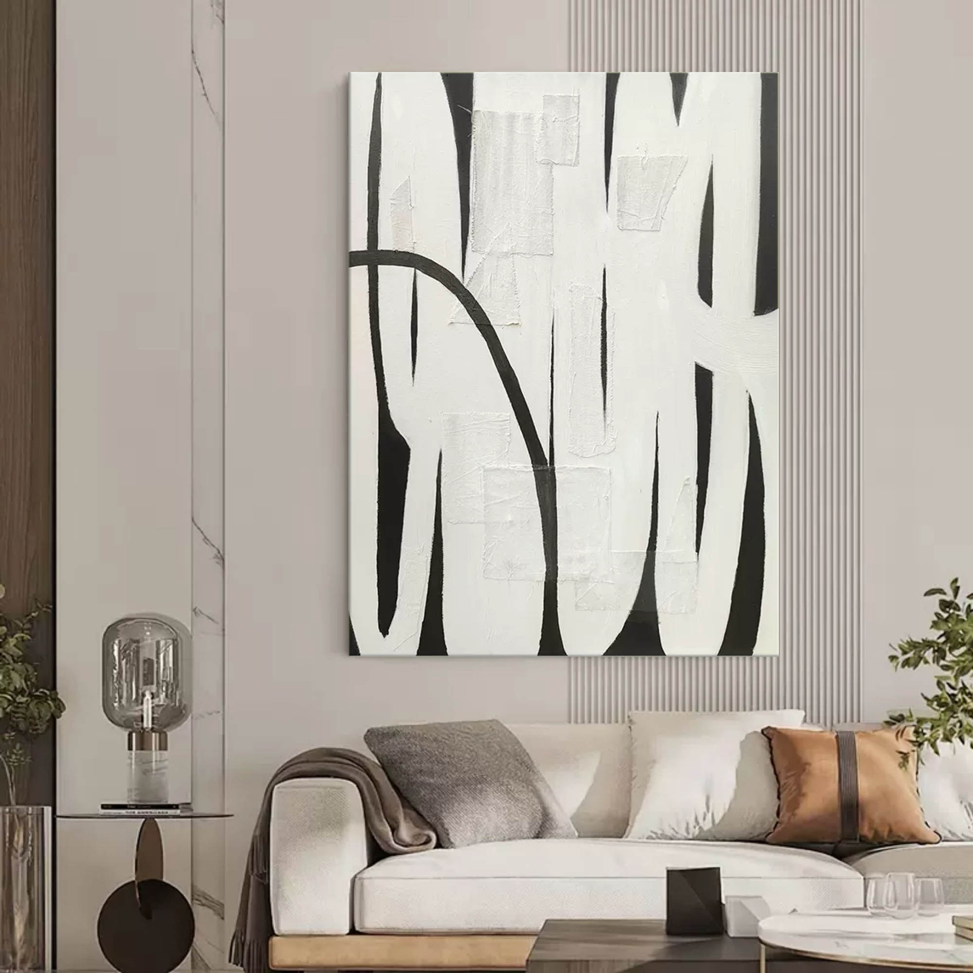 Monochrome Elegance – black and white wall art abstract with bold strokes