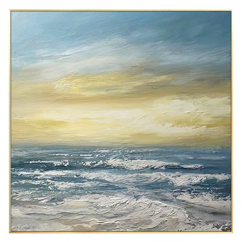 One’s Freedom large abstract wall painting with ocean sunset and waves