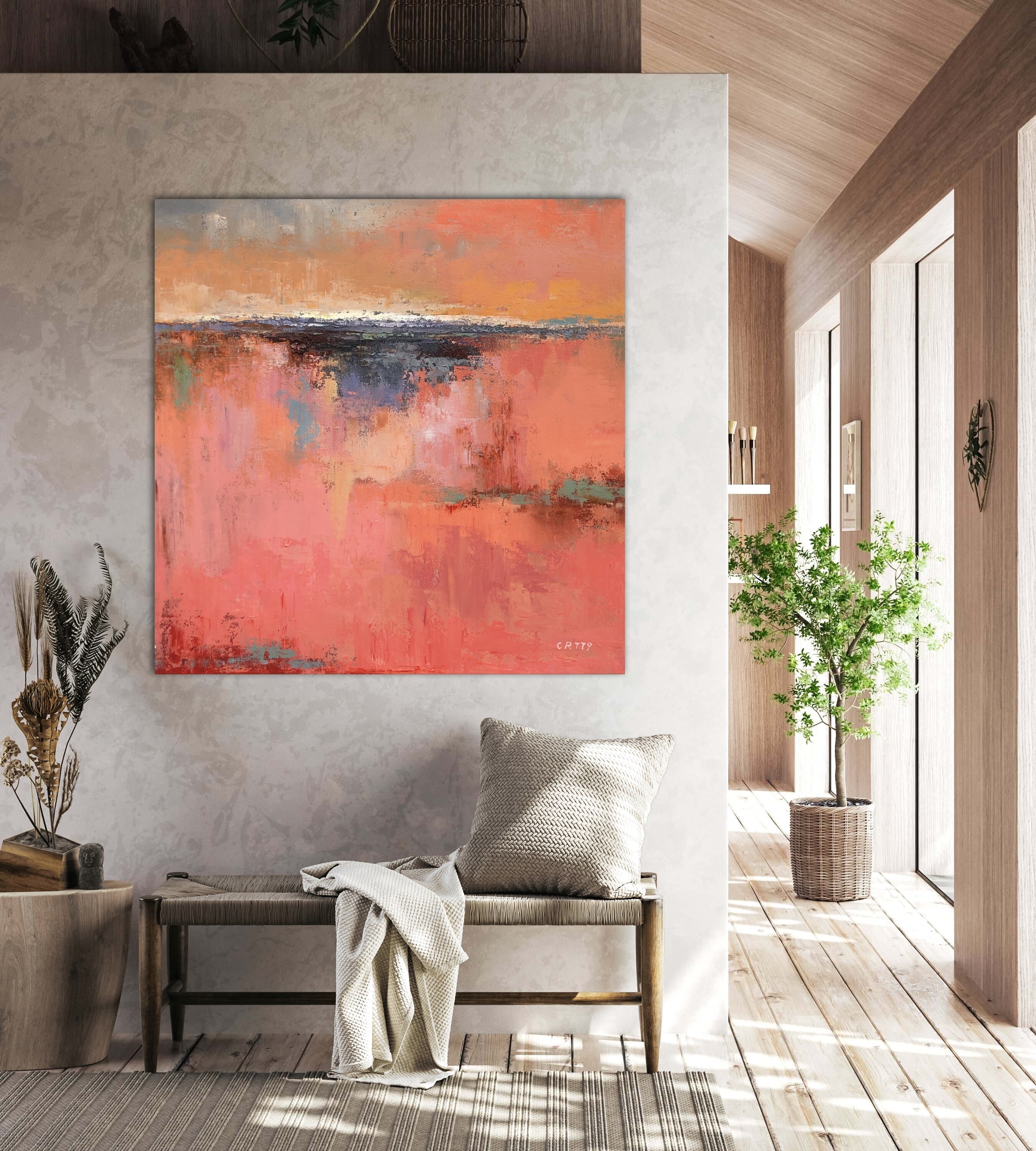 Radiate colorful abstract art canvas with bold vibrant textured painting