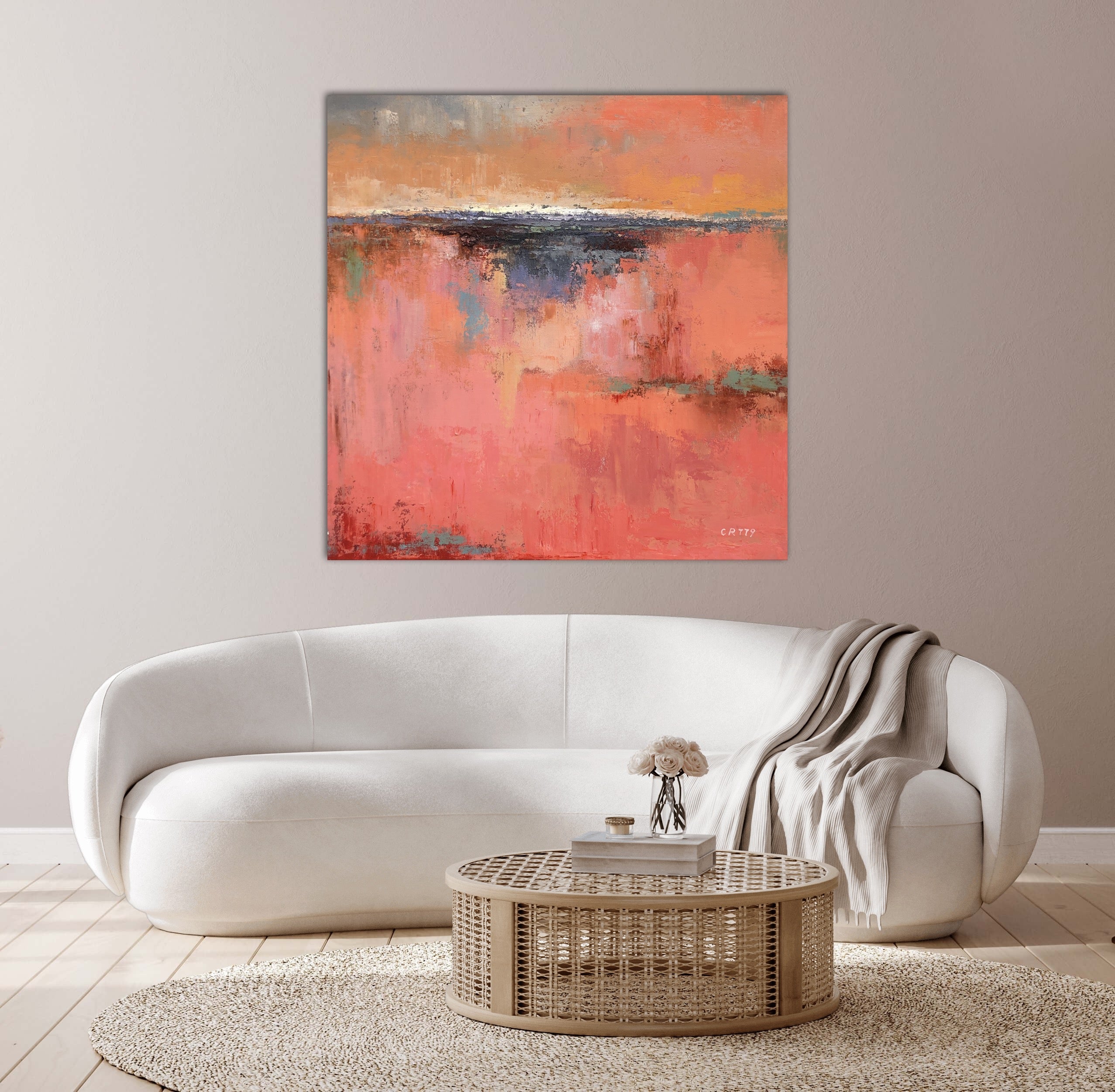 Radiate colorful abstract art canvas with bold vibrant textured painting
