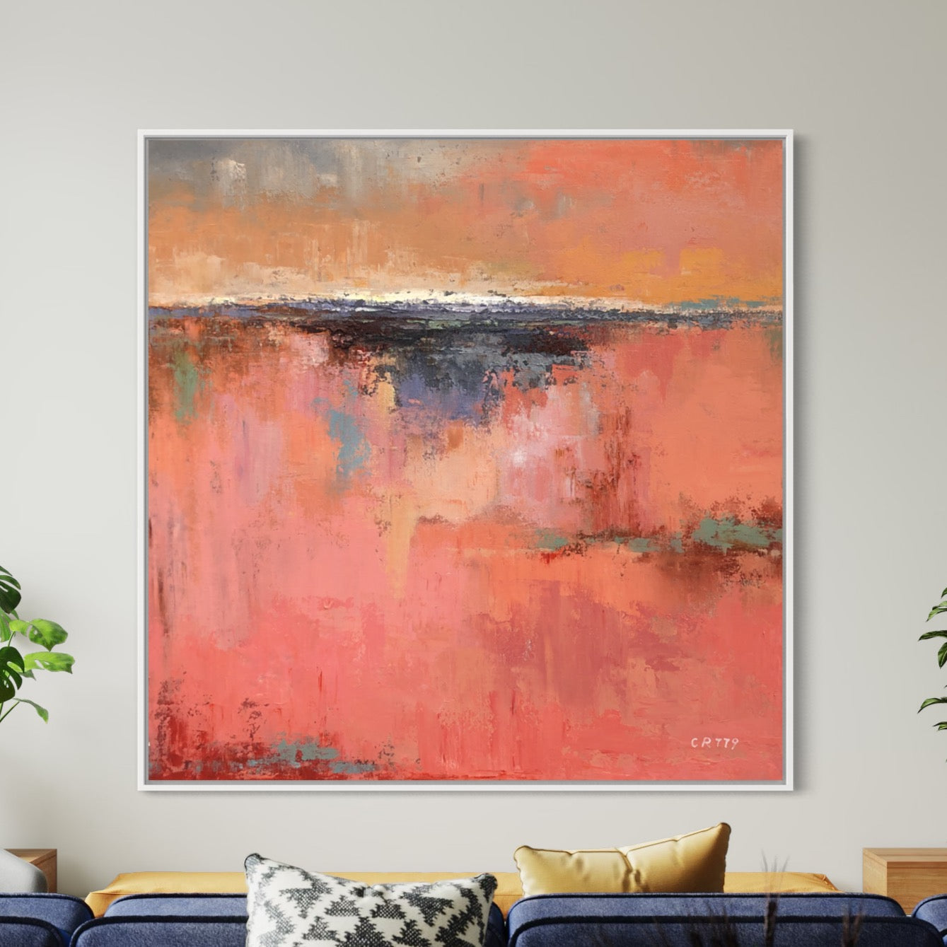 Radiate colorful abstract art canvas with bold vibrant textured painting