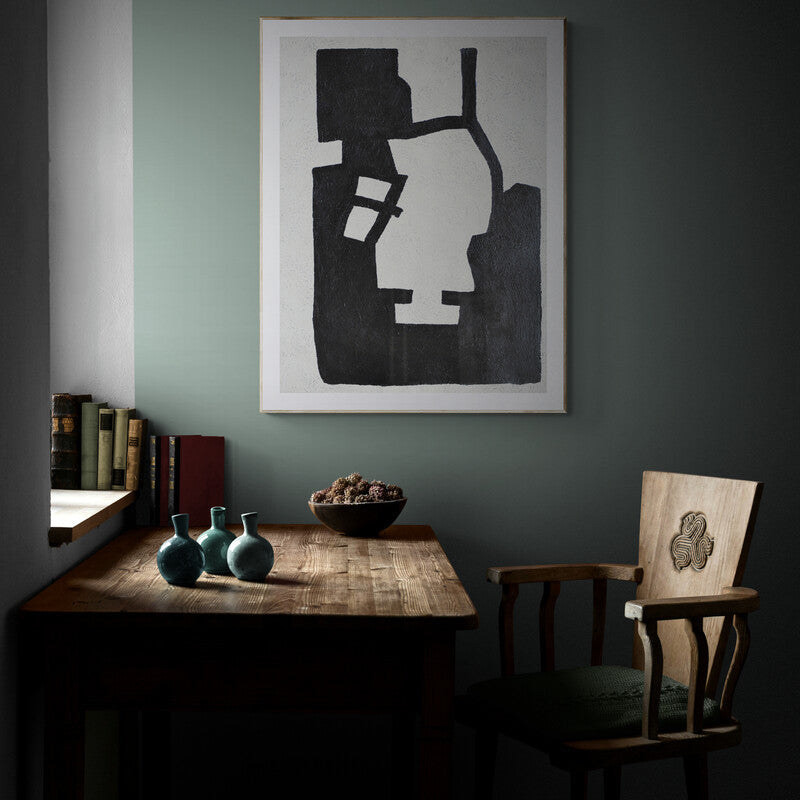 black and white abstract art modern painting The Moment