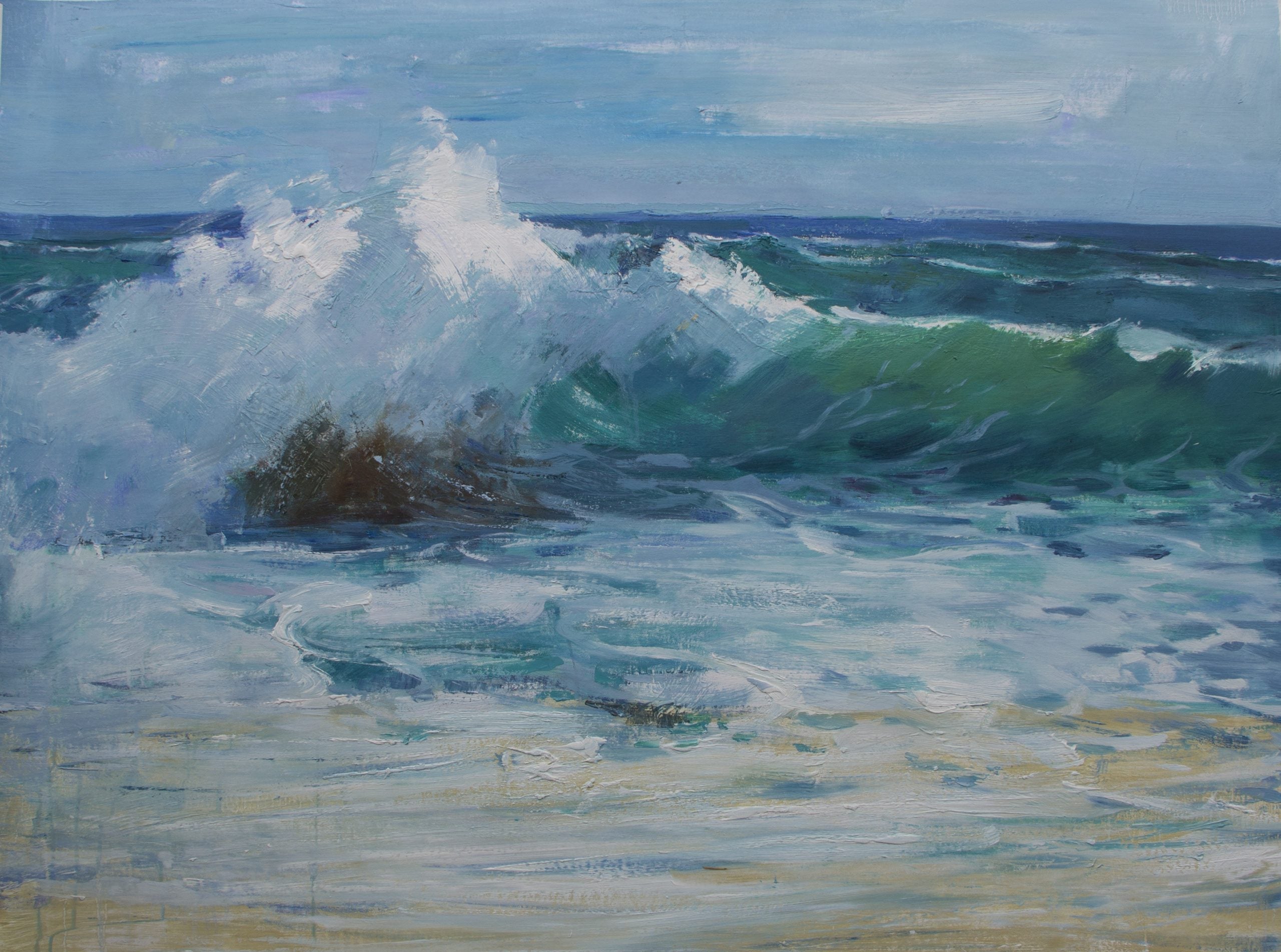 The Depth of Complexity modern art canvas prints with crashing ocean wave painting