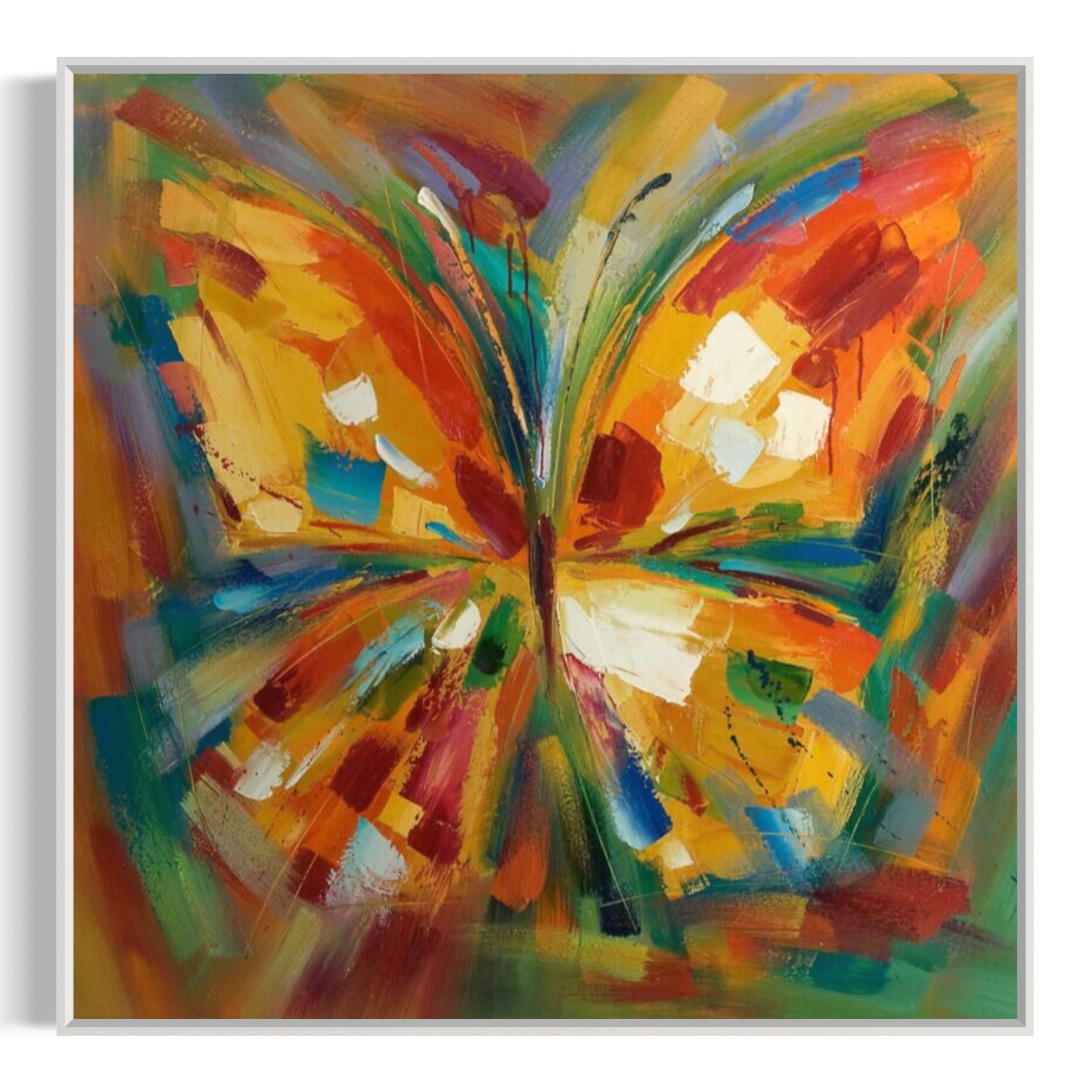 Abstract butterfly painting with vibrant colors