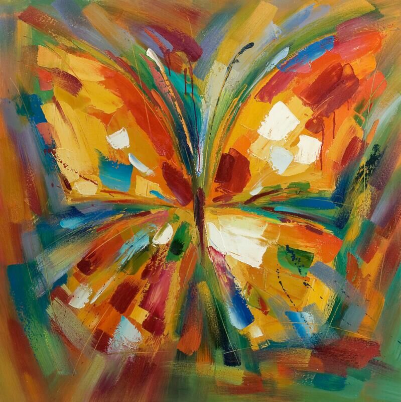 Abstract butterfly painting with vibrant colors