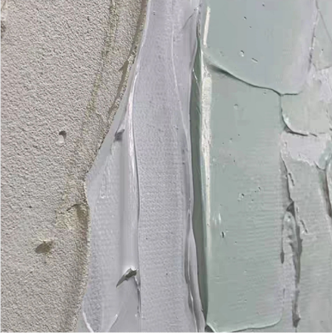 Neutral abstract wall art oil painting with textured beige, gray, and soft green tones