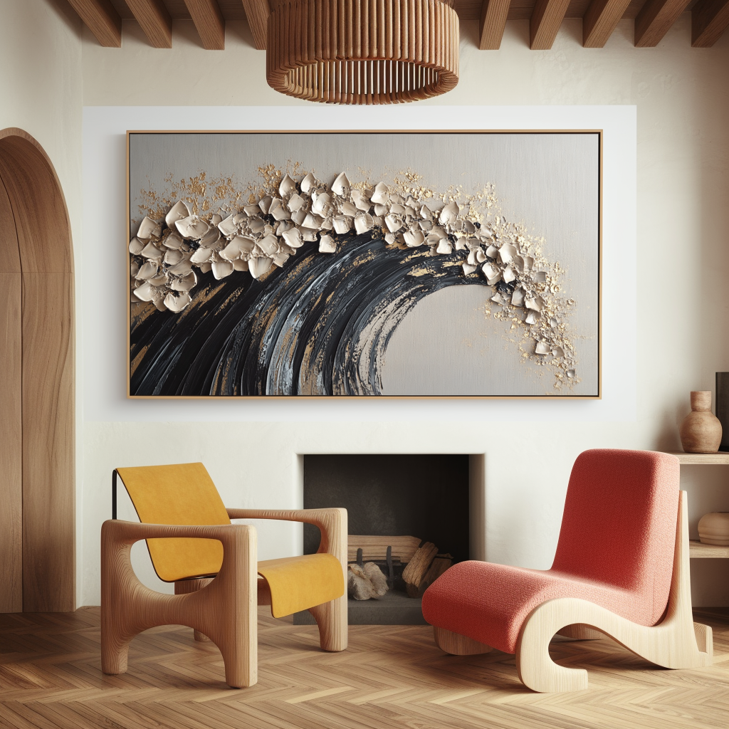 Large Textured Abstract Wall Art – Hand Painted 3D Canvas for Modern Homes