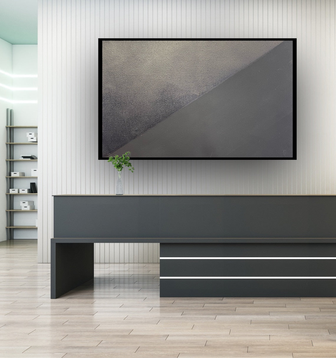 Contemporary Diagonal Divide Oil Painting - Sleek Decor Art