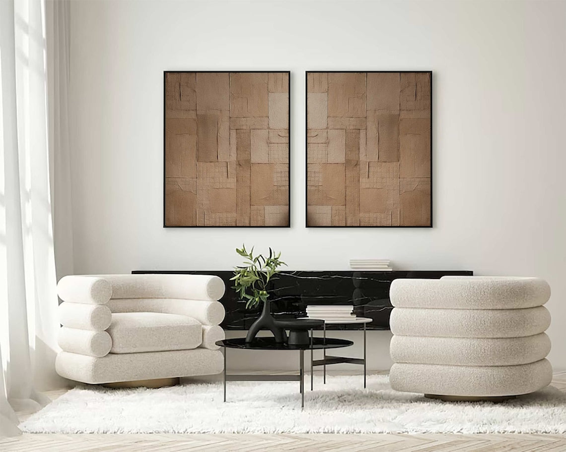 Abstract Earth Tones Diptych