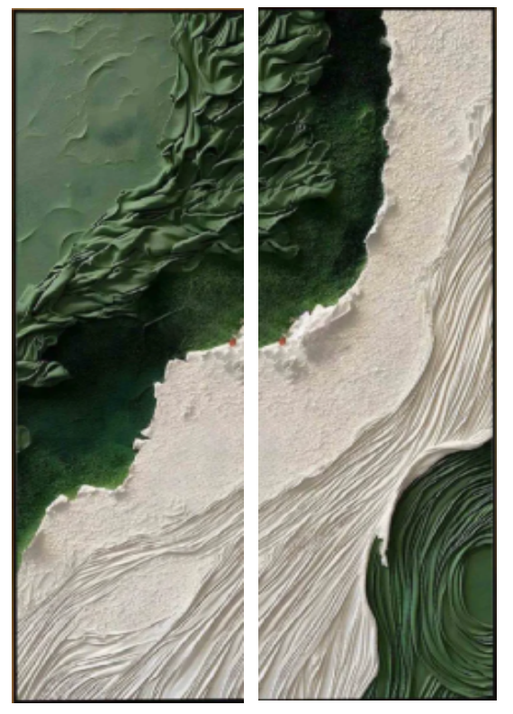 Special link for Green and White, breaking into set of 2 pieces at size 16"x50" each， Wrapped Canvas -For Bruce