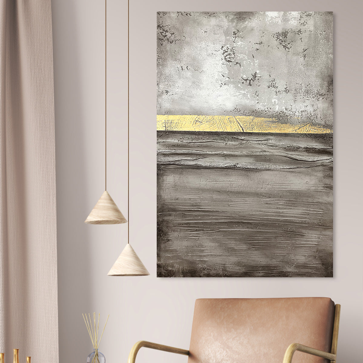 Golden Horizon Abstract Canvas