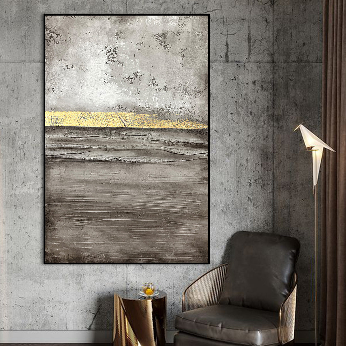 Golden Horizon Abstract Canvas