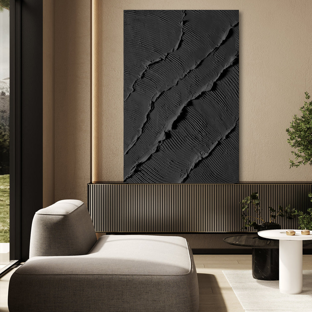 Black Ripple Texture Canvas Art