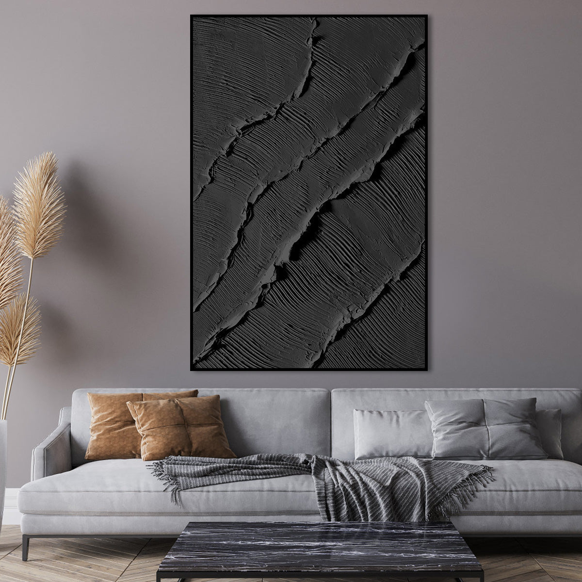 Black Ripple Texture Canvas Art