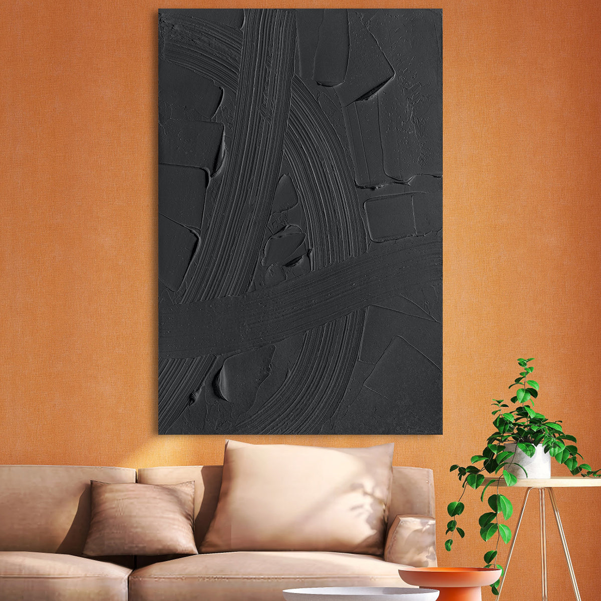 Black Abstract Textured Canvas Art