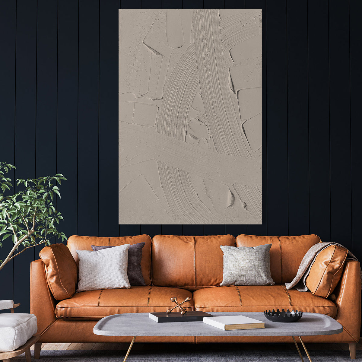 Beige Abstract Textured Canvas Art