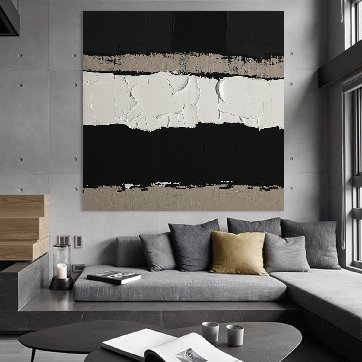 Contrast Creation - Textured Black and White Acrylic Painting