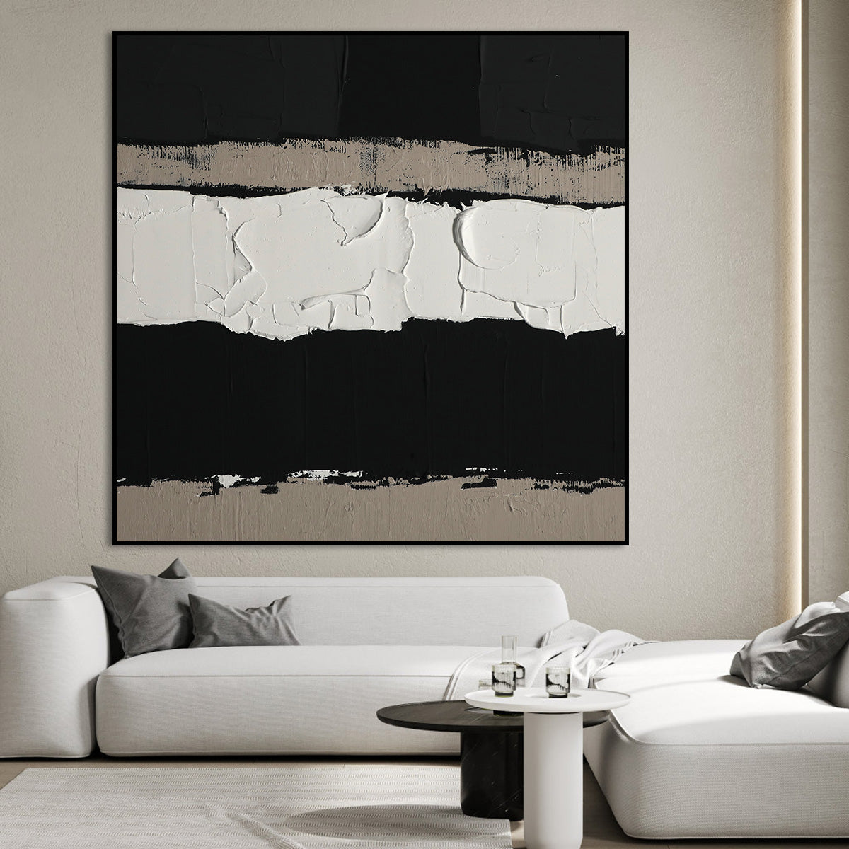 Contrast Creation - Textured Black and White Acrylic Painting