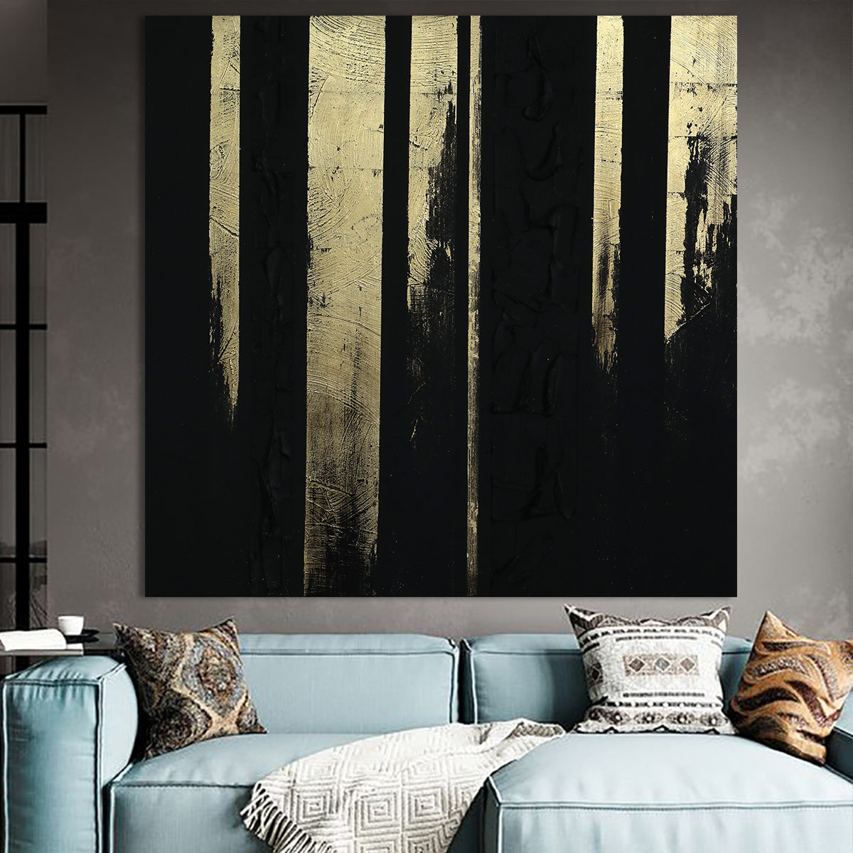 Eclipse of Gold - Black and Gold Textured Abstract Canvas