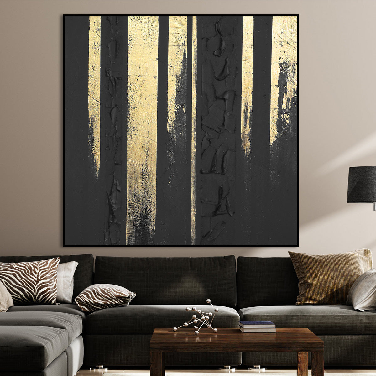 Eclipse of Gold - Black and Gold Textured Abstract Canvas