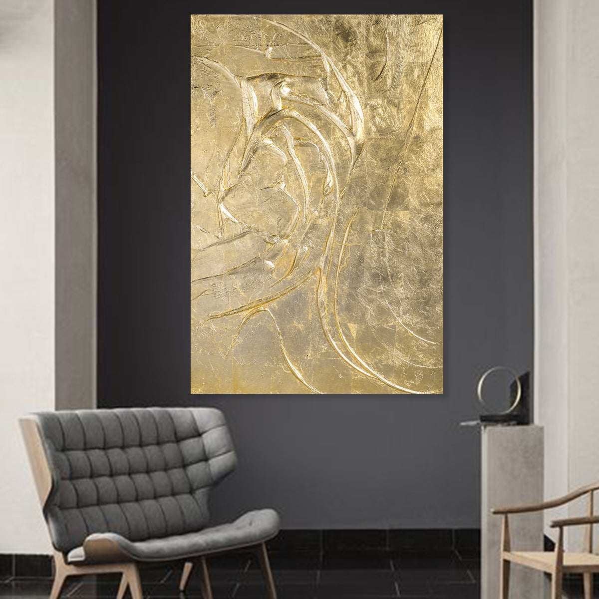 Golden Abstract Texture Canvas