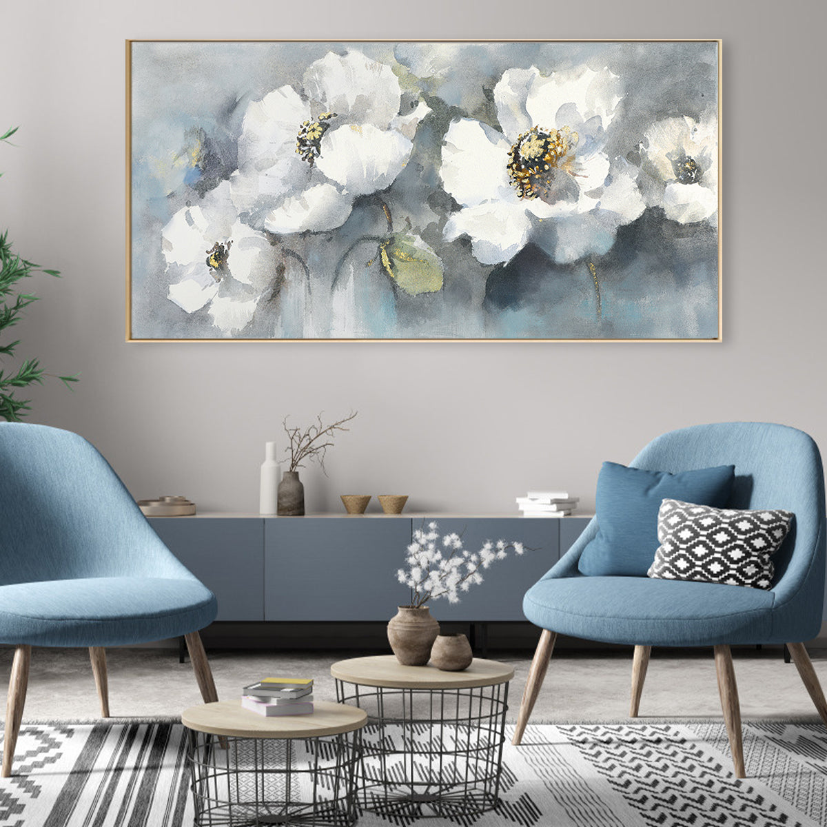 Tranquil White Blossoms Canvas