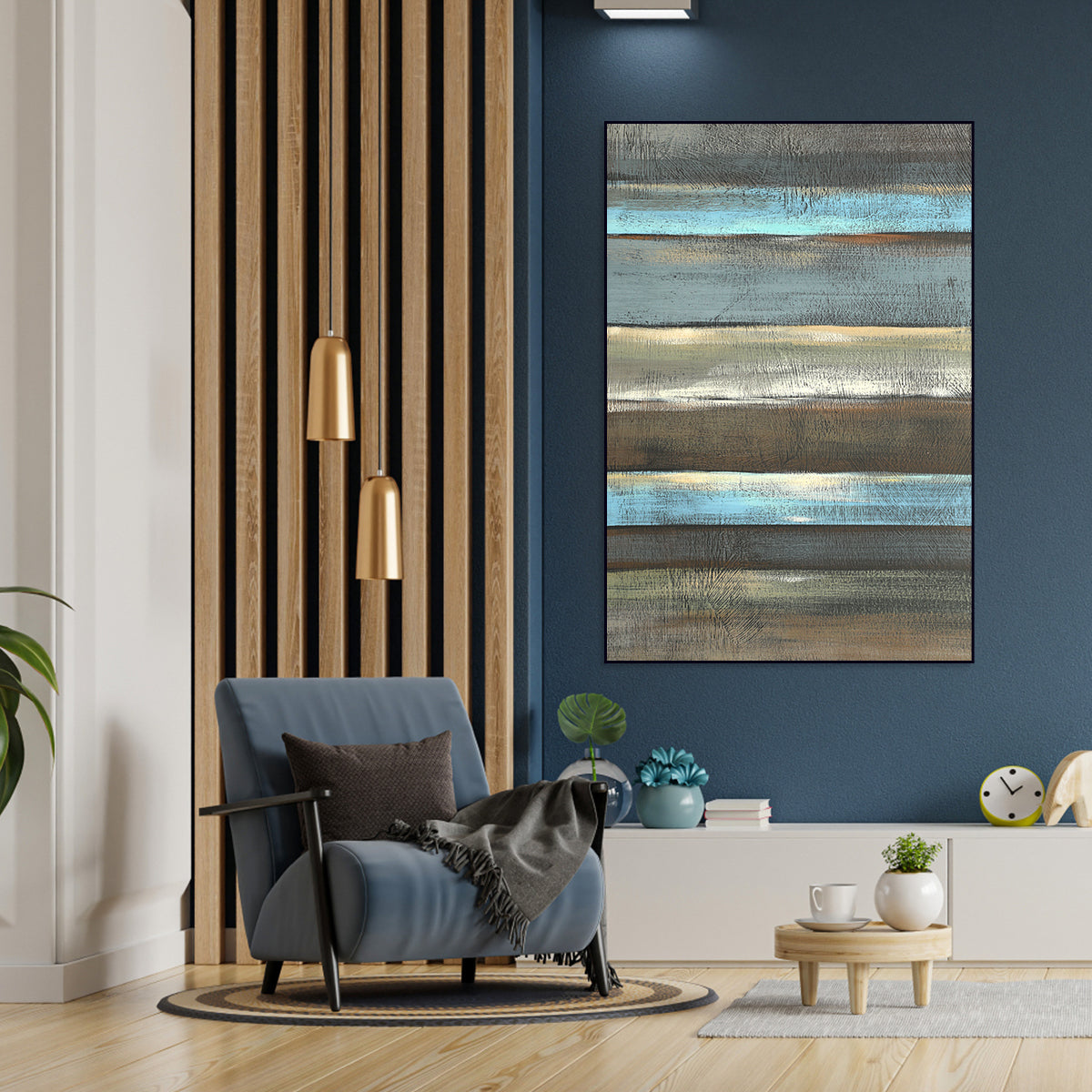 Multicolor Abstract Stripe Canvas Art