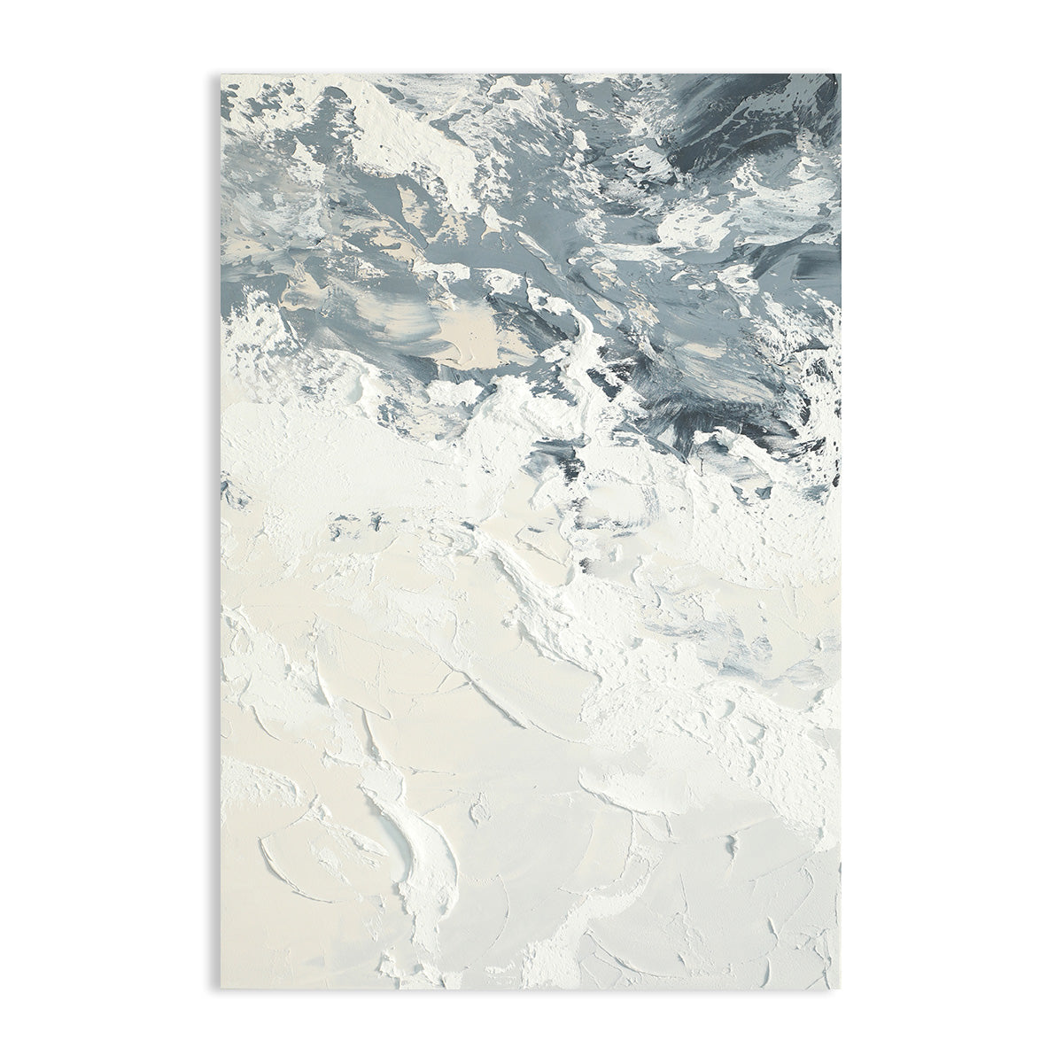 Textured Abstract Canvas Art - White and Gray Artistic Painting