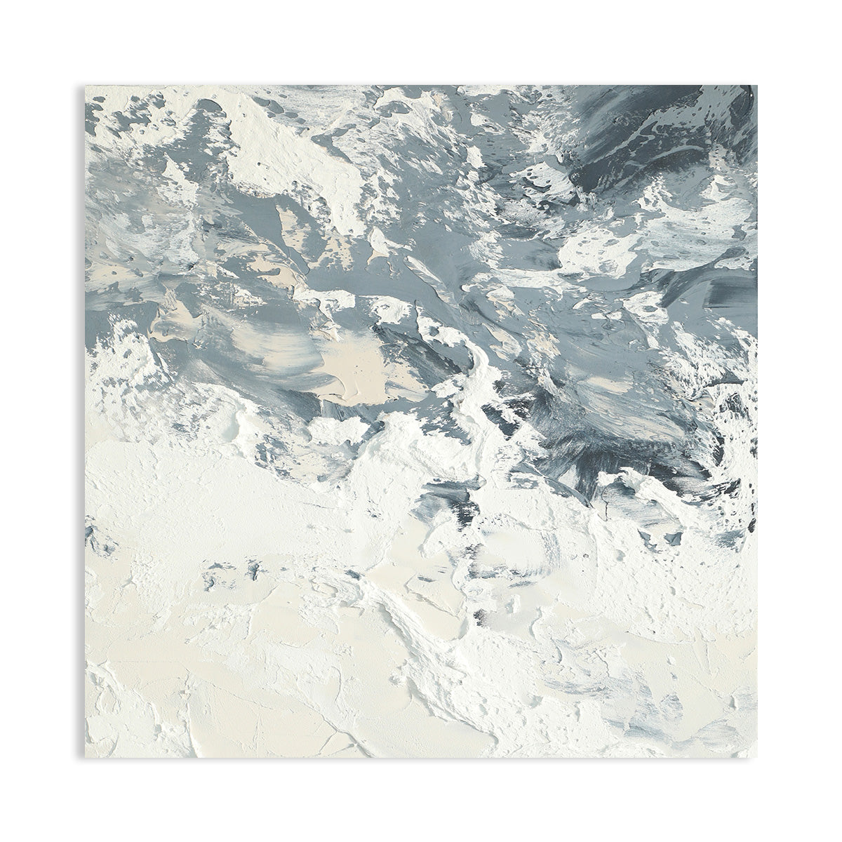 Textured Abstract Canvas Art - Dynamic White and Gray Artistic Painting