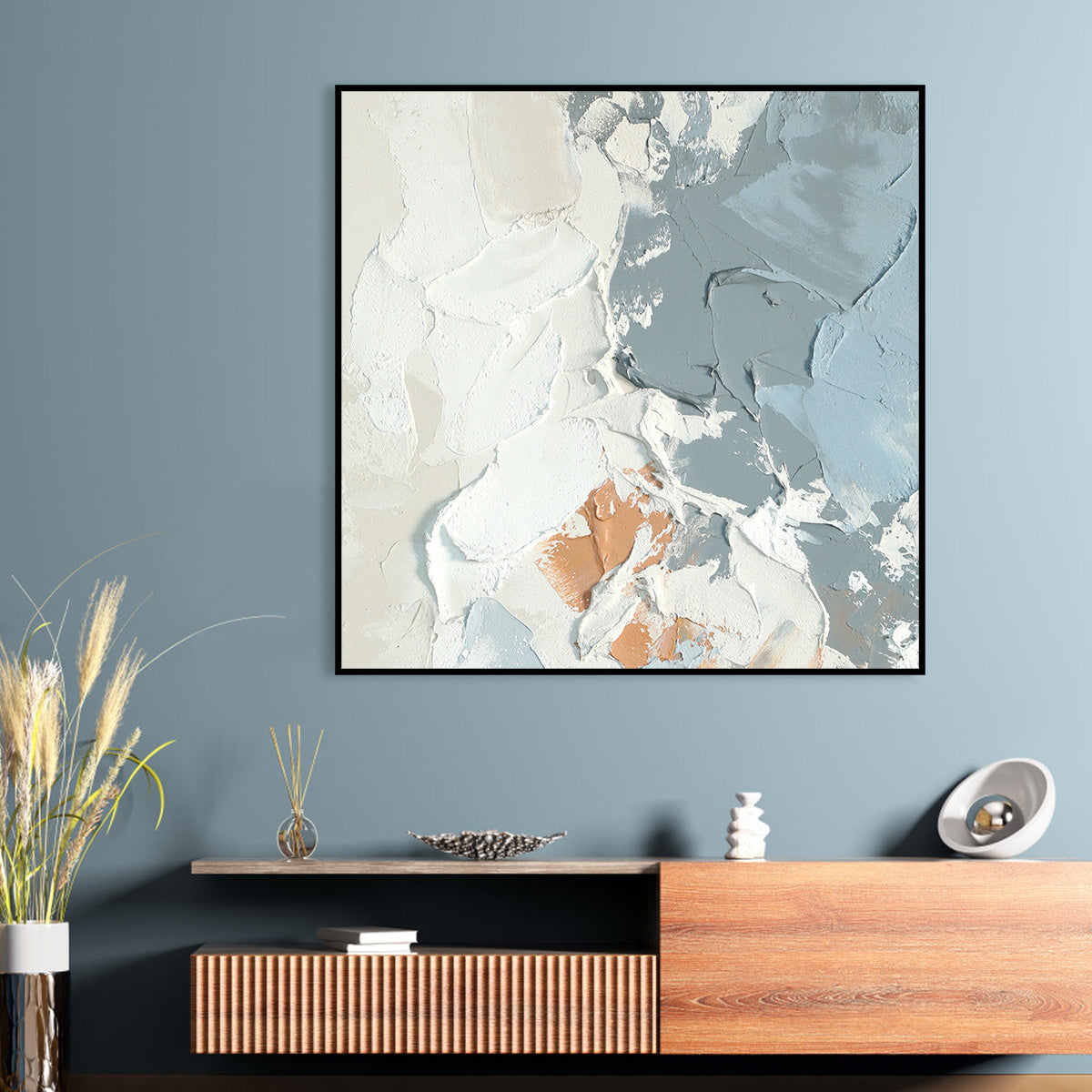 Warm and Cool Textured Abstract Canvas Art - Earth and Sky Palette