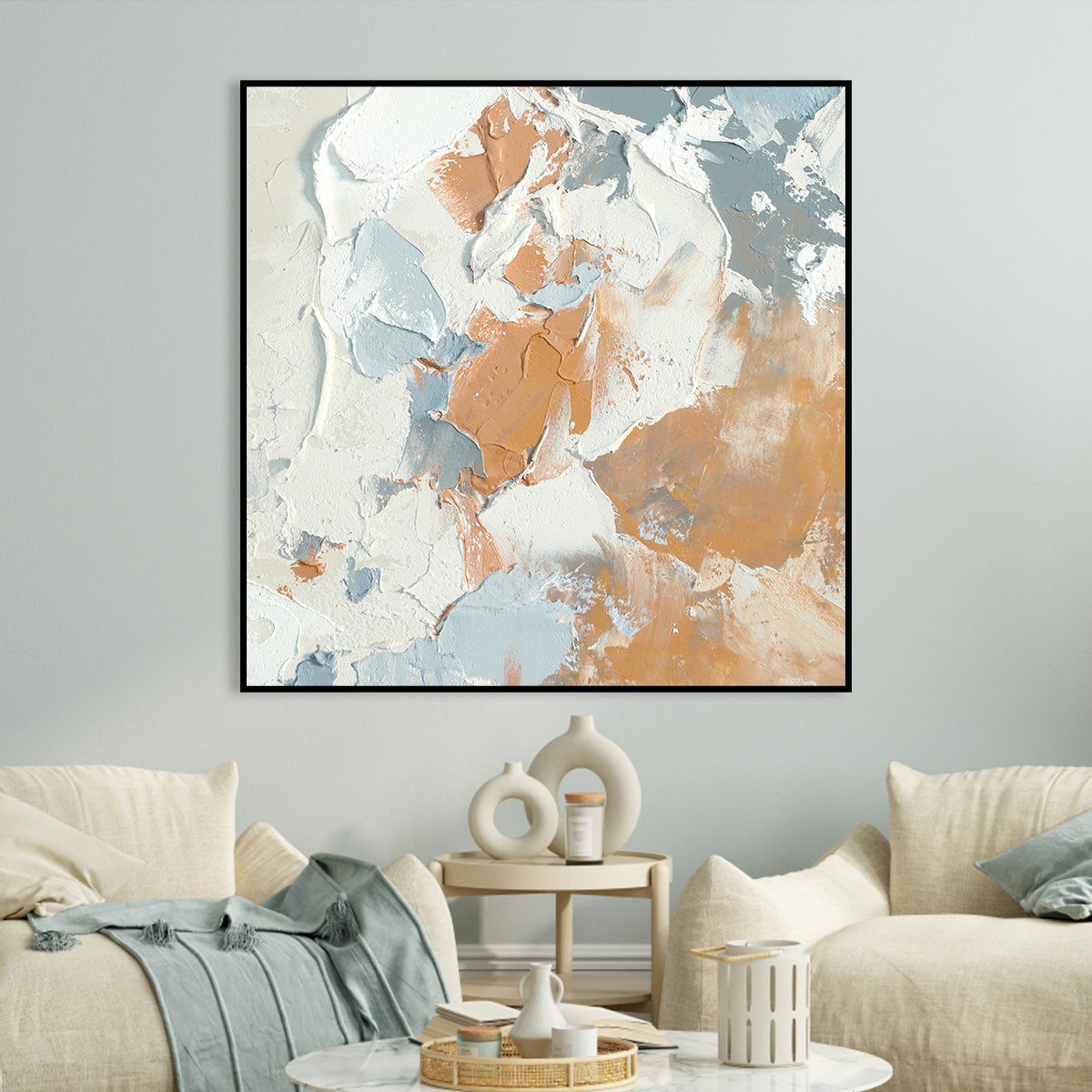 Earth and Sky Textured Abstract Canvas Art - Warm and Cool Tones