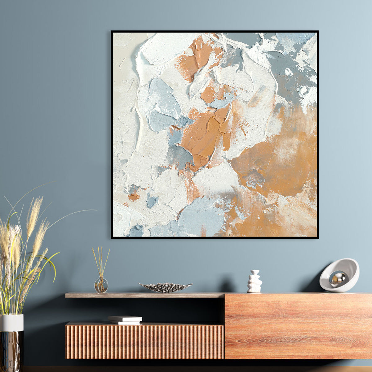 Earth and Sky Textured Abstract Canvas Art - Warm and Cool Tones