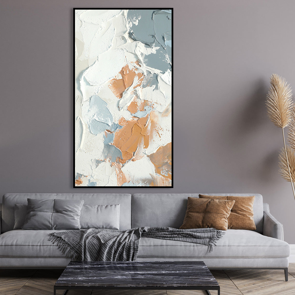 Warm and Cool Textured Abstract Canvas Art - Earth and Sky Palette