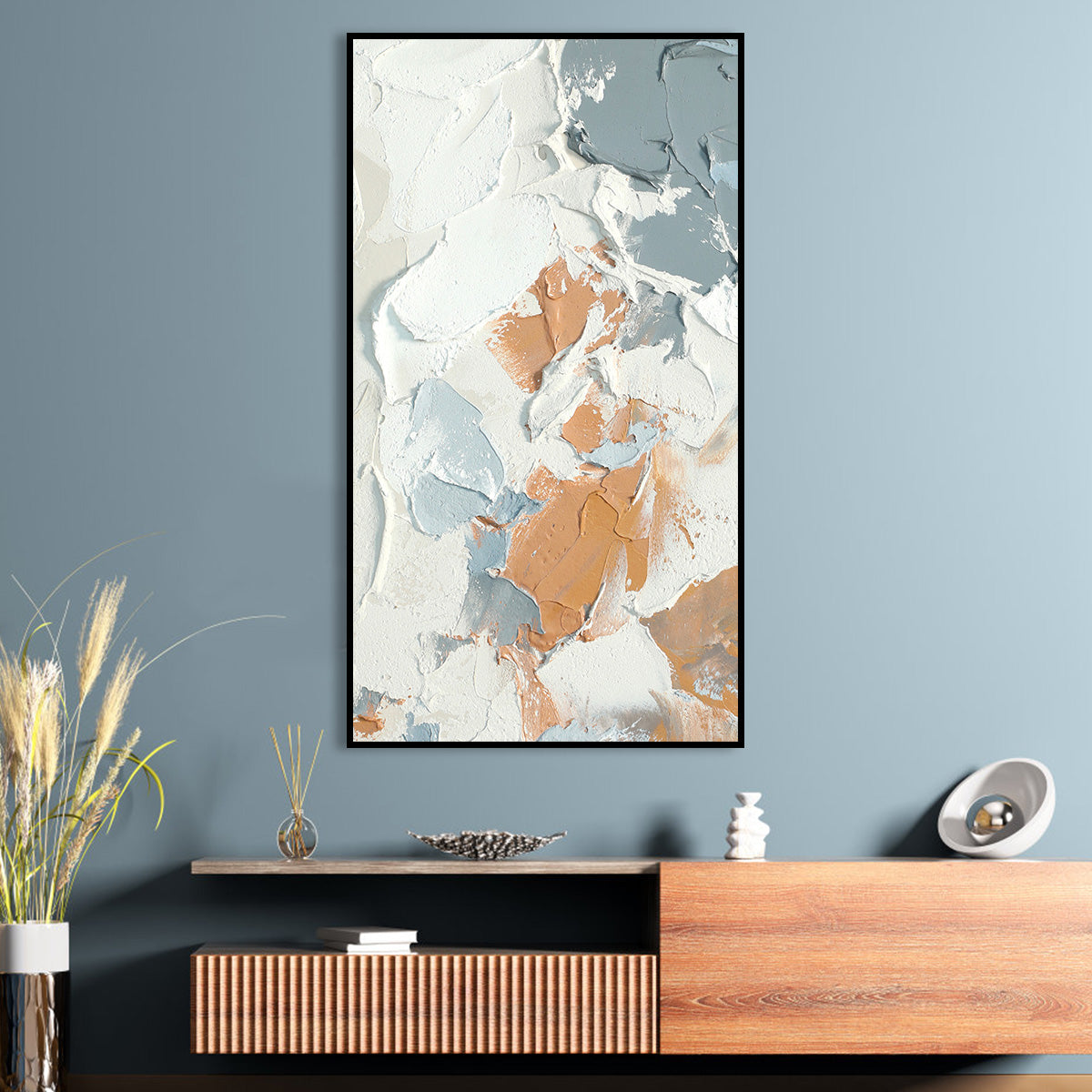 Warm and Cool Textured Abstract Canvas Art - Earth and Sky Palette